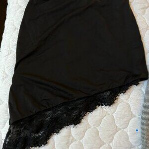 Asymetrical Lace Black Mini Skirt